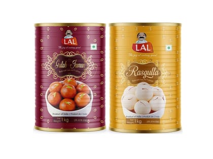Lal Sweets Soft Spongy Rasgulla  & Juicy Gulab Jamun  - Combo Pack 2kg 