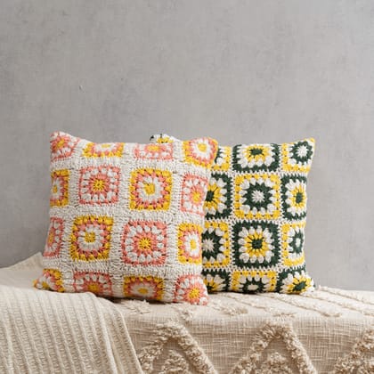 Maranta Crochet Cushion Covers - Set Of Two-16"x16"
