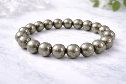 Natural Crystal 8mm Pyrite Bracelet (Grey)-PID64915 Natural Crystal 8mm Pyrite Bracelet (Grey)-PID64915