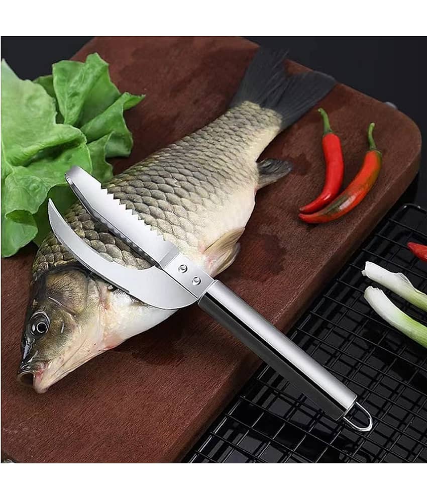 forral Fish Scale Knife Cut Scrape Dig 3-in-1 Tool, Steel Fish Scaler Remover