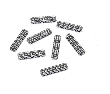 Antique Silver 7 Hole Connector for Jewellery Making and Embroidery Work. CTR-050-Per Packet of 7 Pair / 8X31 MM