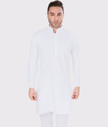 Maharaja - White Cotton Blend Men's Regular Kurta ( Pack of 1 )