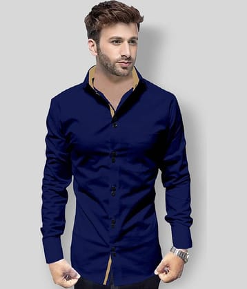 P&V - Blue Cotton Blend Slim Fit Men's Casual Shirt (Pack of 1)