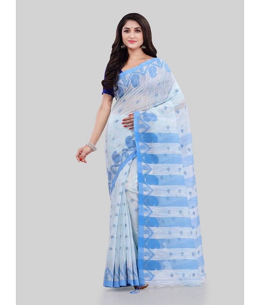 Desh Bidesh Cotton Printed Saree With Unstitched Blouse Piece ( White )