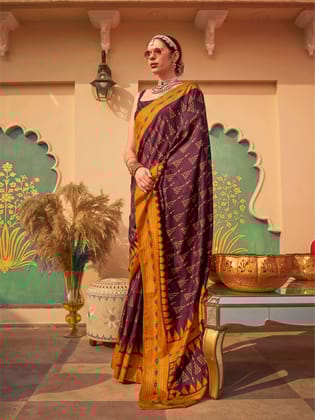 Maroon Pure Sigma Silk Printed Saree