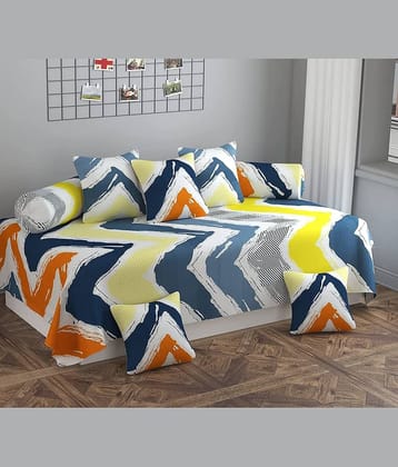 Apala Microfibre Abstract Diwan Set 8 Pcs - Multi