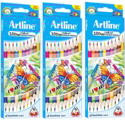 Artline Triart Duo Art Pencils Set Of 10 In Quantity 3 | Child Safe Pencil