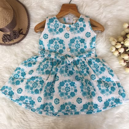 Baby Frock - 1620 - Sky Blue-1 - 1.5 year
