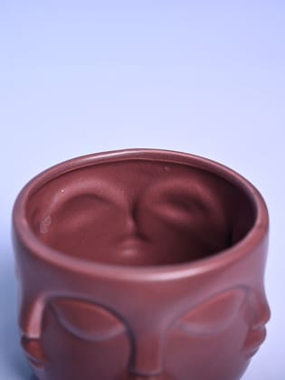 Bold Red Ceramic Face Vase