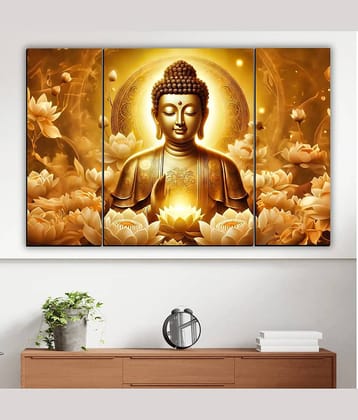 Set of 3 Lord Buddha Wall Paintings For Living Room 12X 18 INCH