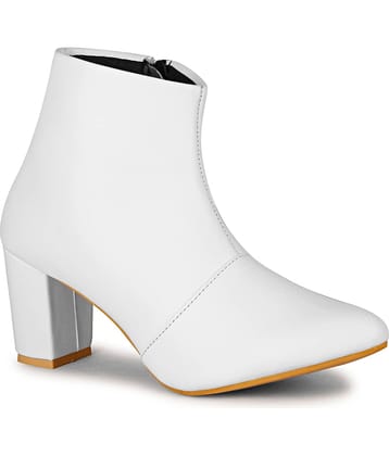 Ishransh White Women's Ankle Length Boots