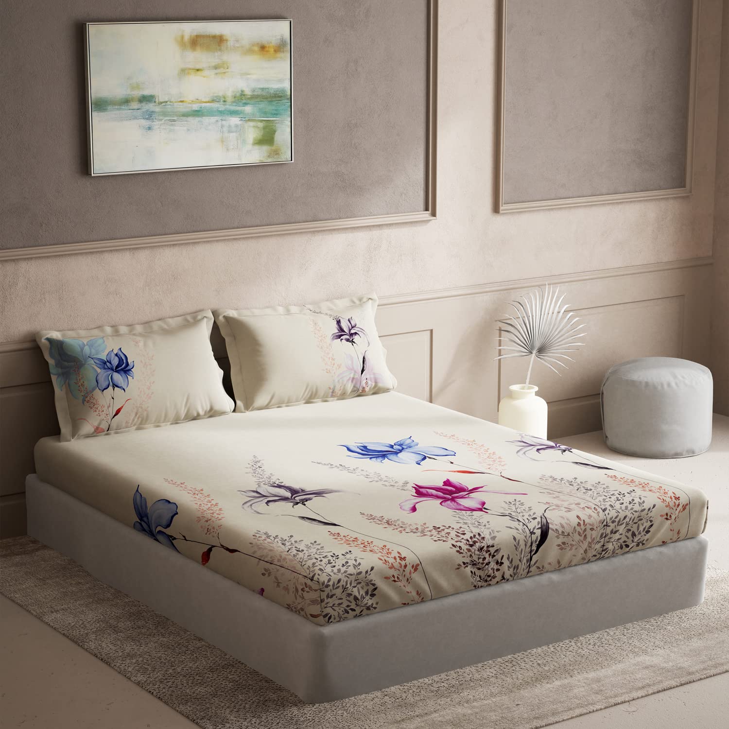 DDECOR - Cherish Collection 100% Cotton Floral Pattern 150TC Super King |274 CM X 274 CM| Pink