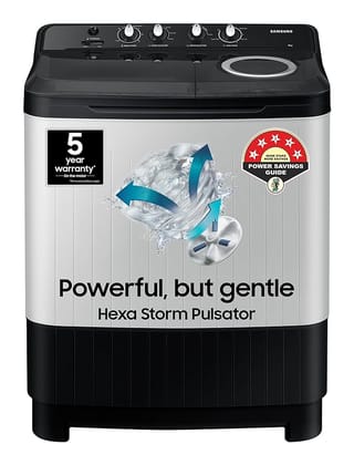 Samsung 8 kg, 5 star, Semi-Automatic Top Load Washing Machine (WT80C4200GG/TL, Air Turbo Drying, Light Gray, 2023 Model)