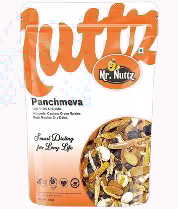 Mr. Nuttz Dry Fruit Mix - Panchmeva Combo of Almond, Cashew, Black Raisin, Green Raisin, Dates-400 g