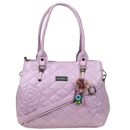 Jothi Ruby Premium Womens Handbag | Quilted Diamond Synthetic Leather Tote | Multi-Compartment Zip Closure | Matte Finish | Soft Base | Lightweight & Durable | Mustard Lavender