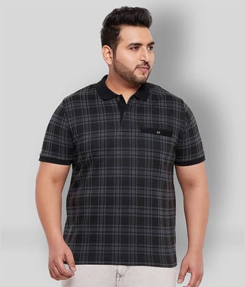 AUSTIVO Pack of 1 Cotton Blend Regular Fit Checks Half Sleeves Men's Polo T Shirt ( Black )