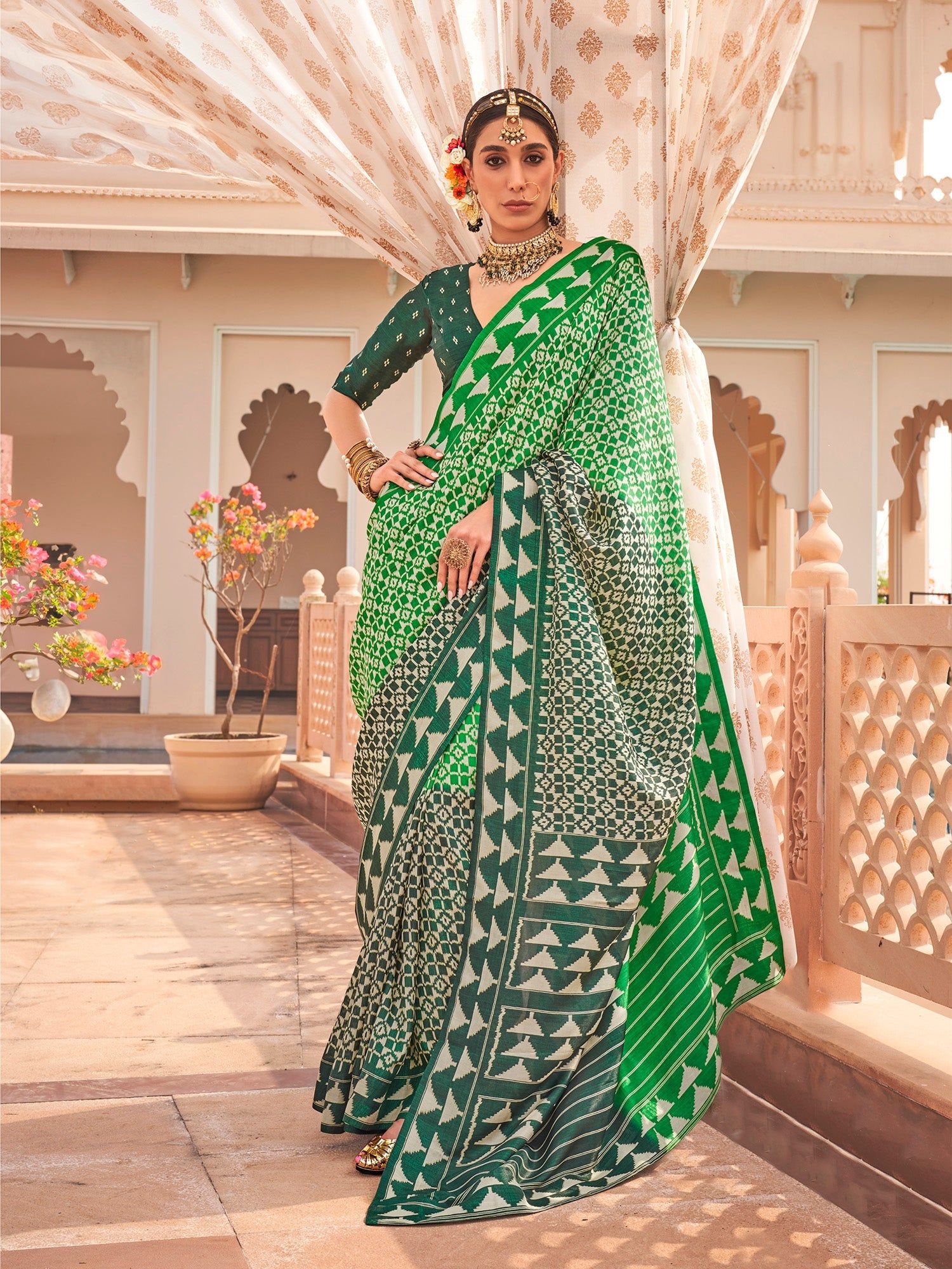 Green Pure Sigma Silk Printed Saree