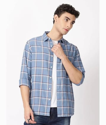 HARDSODA Polyester Regular Fit Checks Full Sleeves Mens Casual Shirt - Blue ( Pack of 1 ) - None