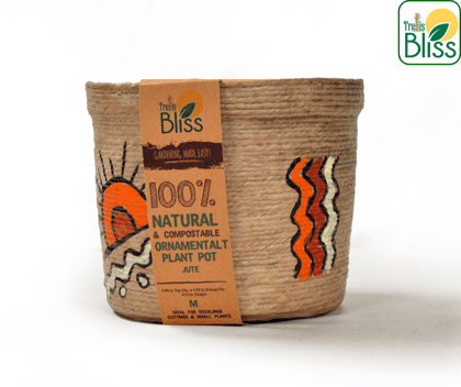 Trellis Bliss 4″ Hand-Painted Jute Succulent Planter