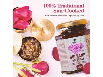 Natural Organic Gulkand Prepared Using Sun Cooked Damask Rose Along with Dry Fruits  - 300 Gram