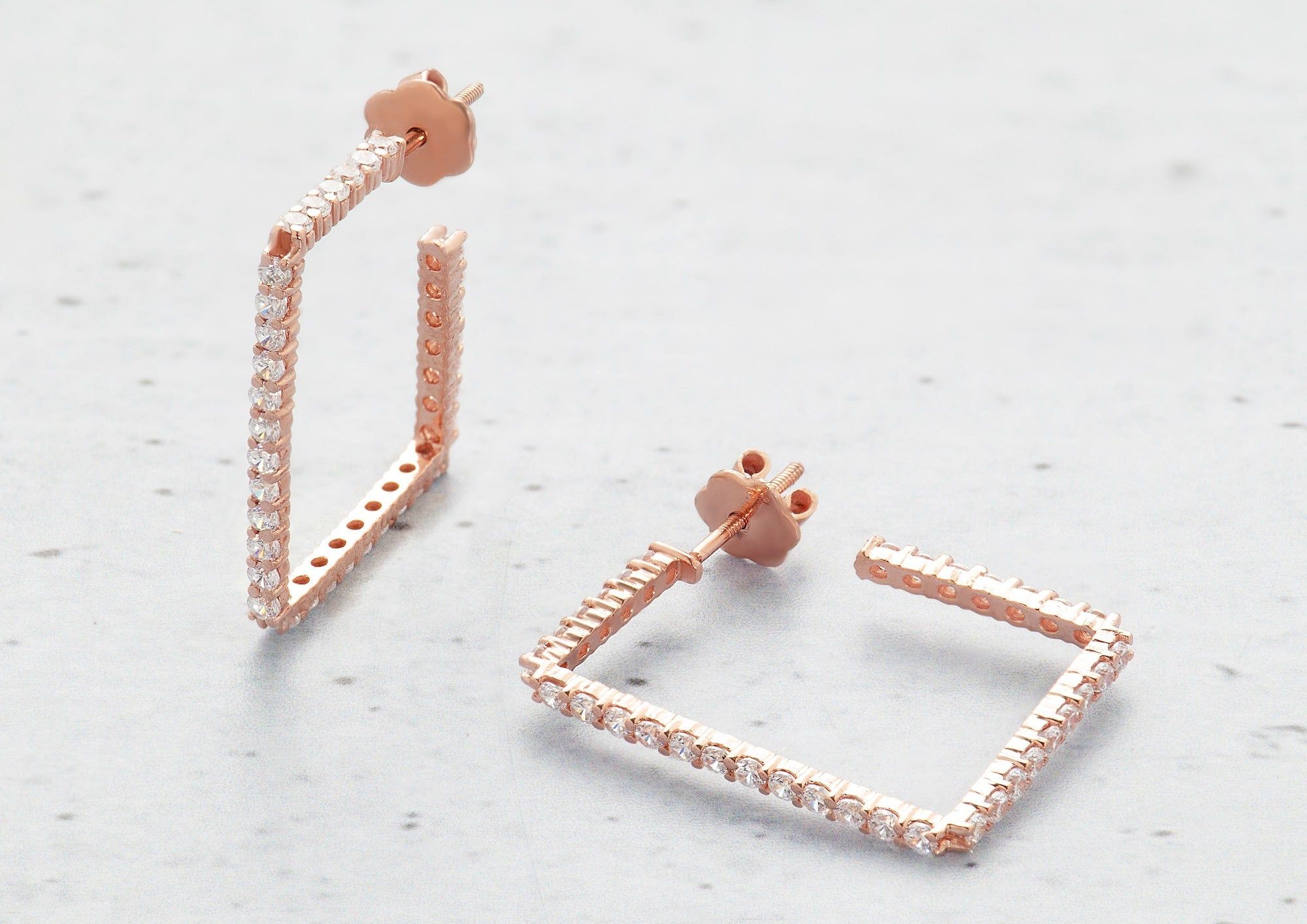 Fine Block Hoop Earrings