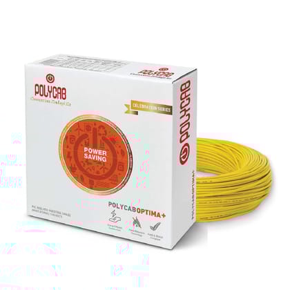 Polycab Optima Plus FR-LF 4 SQ-MM, 90 Meters PVC Insulated Copper Wire Single Core Flexible House Cable for Domestic & Industrial Connections Electric Wire (Yellow)