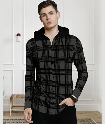 Eyebogler Cotton Blend Regular Fit Checks Full Sleeves Men's Casual Shirt - Black ( Pack of 1 )