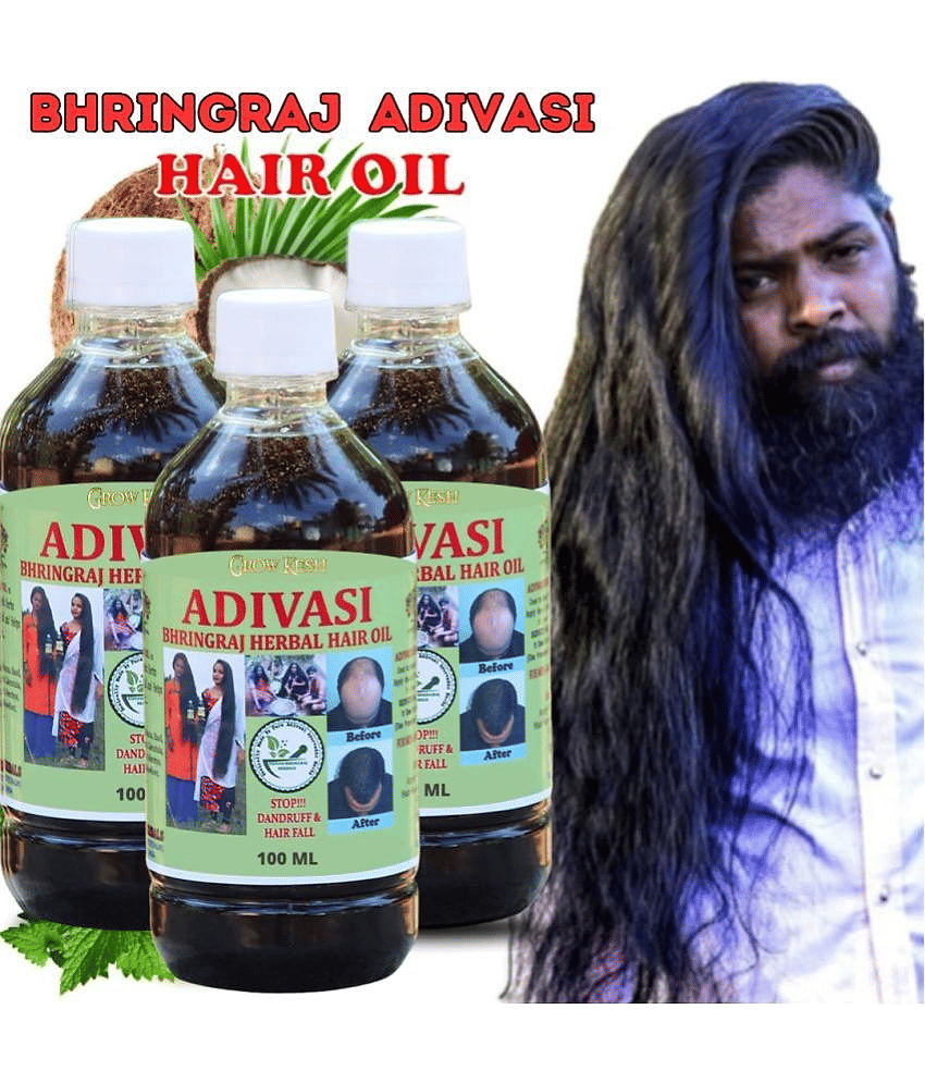 Growkesh Advivasi Bhringraj herbal hair oil 100 ml each (Pack of 3)