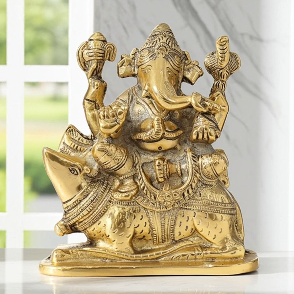 Aluminium Showpiece Ganesh Ji, Height : 8 Inch (ASMAS502 G)