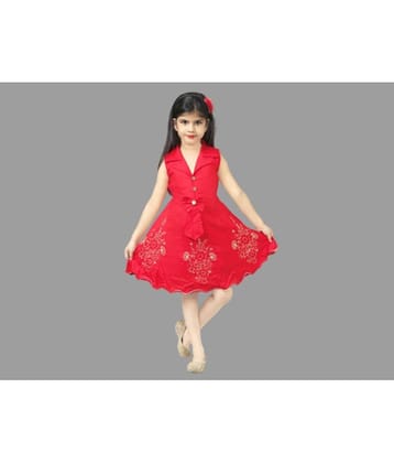 JCT DRESSES Crepe Frock For Girls ( Pack of 1 , Red )