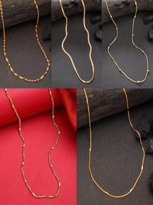 NVR Women's Set of 5 Gold-Plated Minimal Chain-Onesize / Gold / Alloy