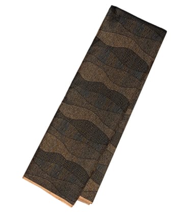 Black Handloom Kanchipuram Silk Saree With Abstract Stripes-Black