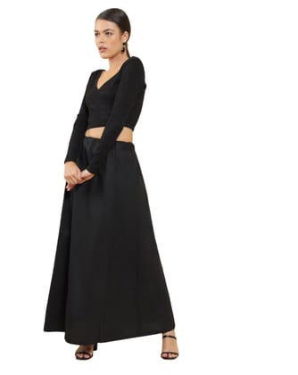 Women's Cotton Solid Free Size Petticoat (Black)
