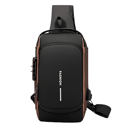 Storite Sling Bag for Men Stylish Crossbody Backpack for Men Women, Anti-Theft Water-resistant Chest Bag, Messenger Bags, Casual Side Shoulder Bag - (Black Brown - 17 x 9 x 32 Cm)