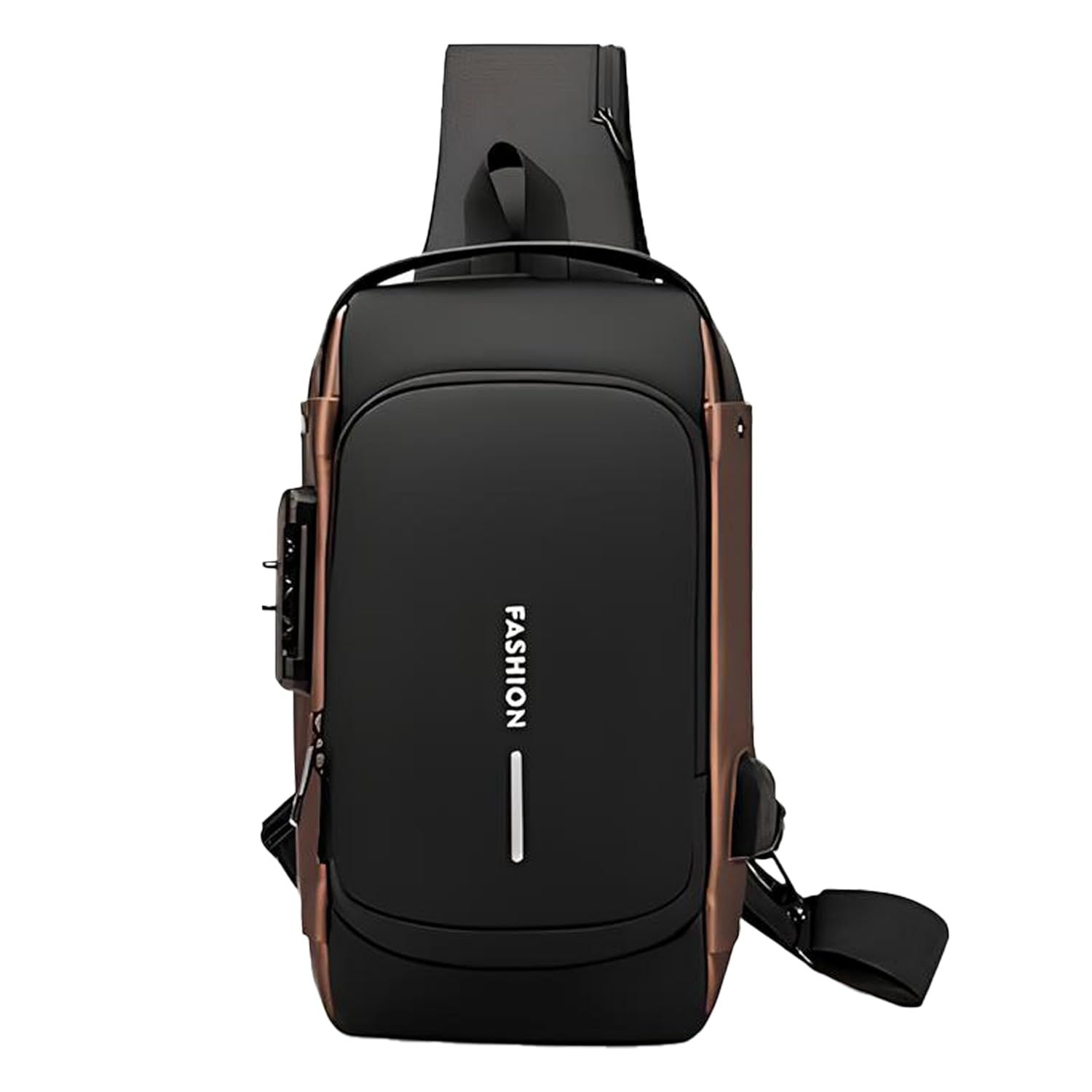Storite Sling Bag for Men Stylish Crossbody Backpack for Men Women, Anti-Theft Water-resistant Chest Bag, Messenger Bags, Casual Side Shoulder Bag - (Black Brown - 17 x 9 x 32 Cm)