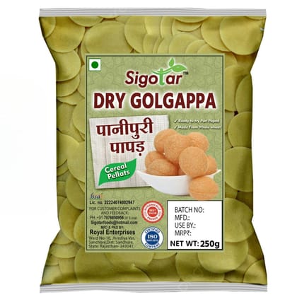 Sigotar Ready-to-Fry Dry Gol Gappa (Pani Puris) 250 gm. with Free Pani Masala