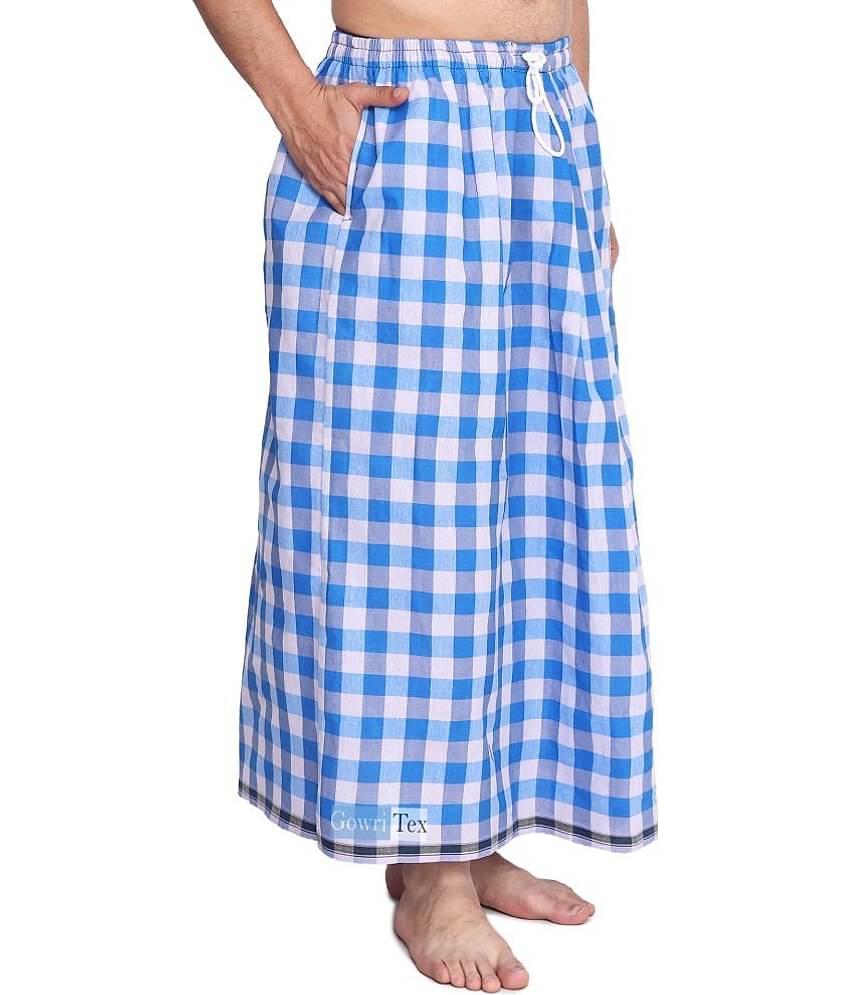 GOWRI TEX Elastic Multicolor Cotton Blend Men's Lungi Dual Pocket ( Pack of 1 )