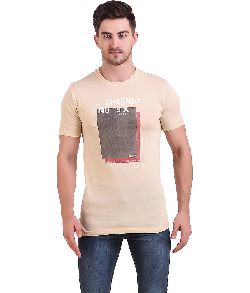 Bravezi Pack of 1 Cotton Blend Slim Fit Men's T-Shirt ( Beige )