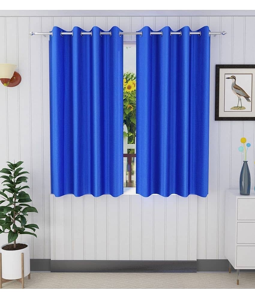 Panipat Textile Hub Solid Semi-Transparent Eyelet Door Curtain 7 ft Pack of 2 -Cream