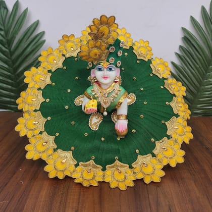 Darkgreen Heavy Dress for laddu gopal ji with pagdi-0