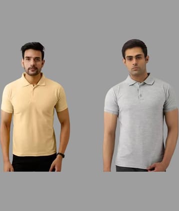SKYRISE Pack of 2 Cotton Blend Slim Fit Solid Half Sleeves Men's Polo T Shirt ( Grey )