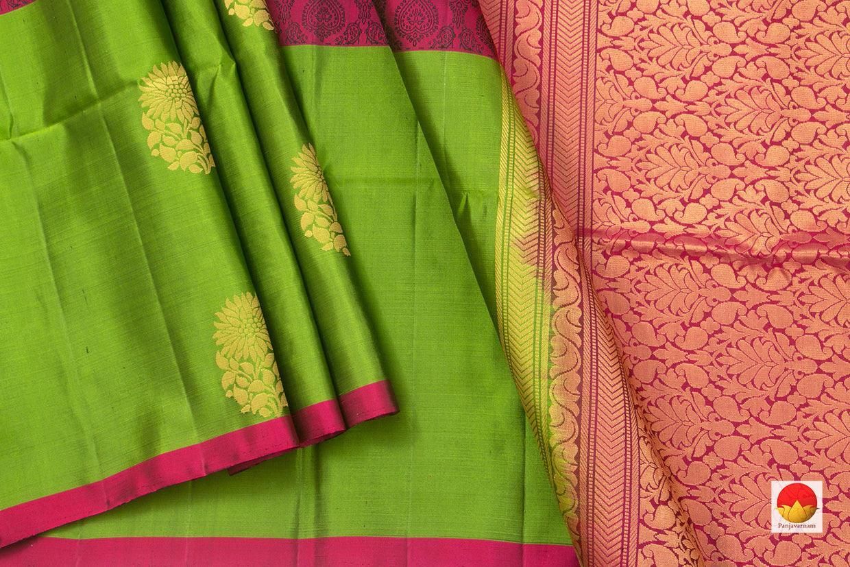 Magenta Handwoven Soft Silk Saree Pure Silk With Long Green Border For Festive Wear PV RSP 143