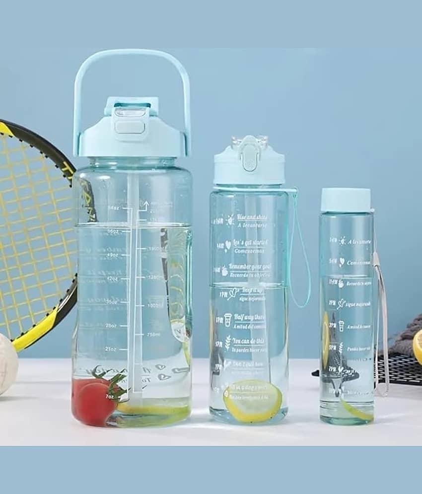 MANDEV Transparent Water Bottle Multicolour Plastic Water Bottle 2000 mL ( 3 )