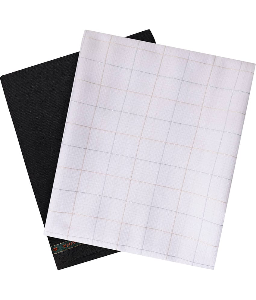 Maharaja White Poly Blend Unstitched Shirts & Trousers