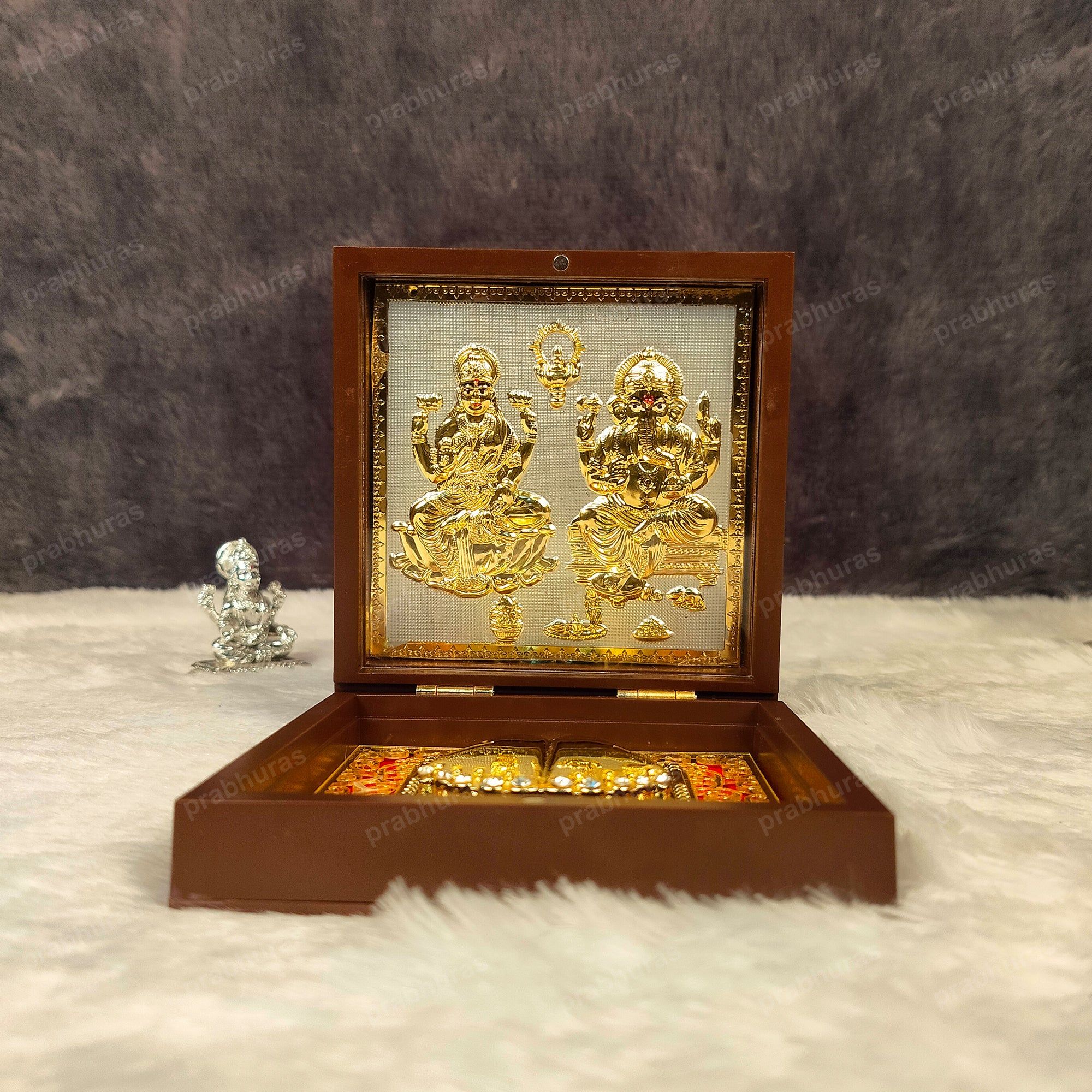 Laxmi Ganesh Pocket Temple (24 Karat Gold Coated)-Medium