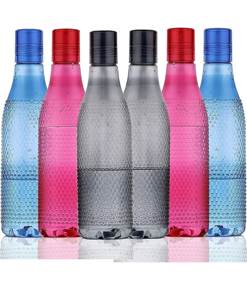 2Mech 2Mech Plastic Bubble design water bottle set of 5 Multicolour Plastic Fridge Water Bottle 1000 mL ( 6 )