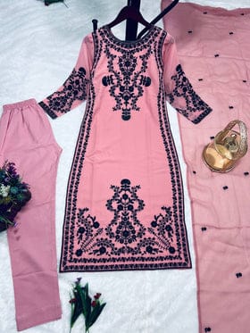 Designer Party Wear Top Bottom With Dupatta With Heavy Embroidery Work