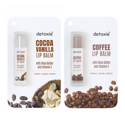 Detoxie Pack of 2 Coffee & Cocoa Vanilla Lip Balm Combo- 4.5g each Detoxie Pack of 2 Coffee & Cocoa Vanilla Lip Balm Combo- 4.5g each - Default Title