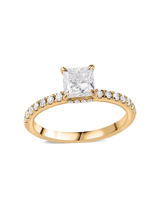 Eterna 1 Carat Lab Grown Diamond Solitaire Ring-10 / 9K / Yellow Gold