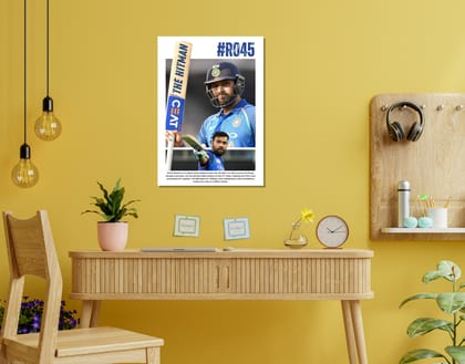 "THE HITMAN:Rohit Sharma #45"- Shiny & Sturdy Metallic Poster  Art That Pops & Sticks-A3